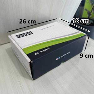 Caixa para Correios Personalizada Papelão Revestido com papel couche 250g. 26cm Comprimento x 9cm Altura x 18cm Largura Colorido Frente 4x0 cor (Parte interna sem impressão)  Brilhante ou Fosco 