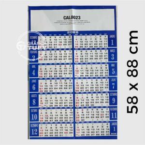 Calendario Parede com Vareta REF.023. Couche 115g 58x88 cm Apenas cabeçalho personalizado. Sem revestimento. Vareta em cima e em baixo. Tamanho personalizaçõ: 13,5x54,5 cm