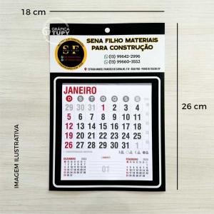 Folhinha Calendario de Parede c/ Bloco e Furo 2025 - 18x26cm Duplex 250g 18x26 cm Colorido frente 4x0 Sem revestimento Com furo Bloco com calendário mensal