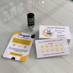 Kit Cartão e Carimbo Fidelidade + Flyer de Agradecimento Couche  4x0   