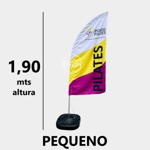 Wind Banner Pequeno - 1,90 mts de altura - Completo Kit Completo: Tecido Oxford - Base e Haste altura 1,9 metros x 0,50 mts de largura Colorido frente e verso 4x4  Costura overlock 